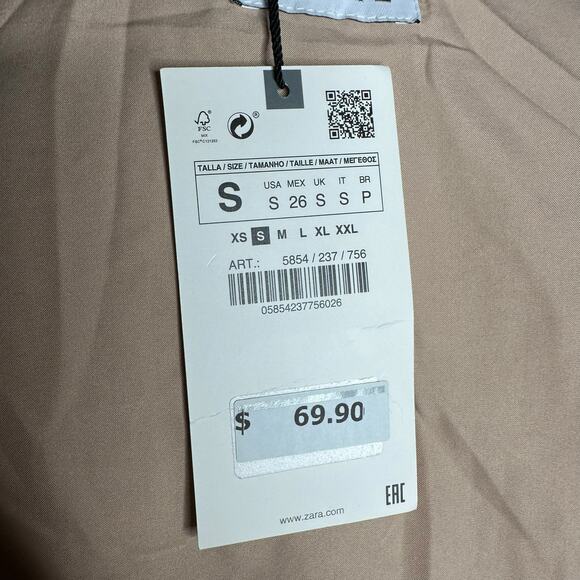 ZARA Teddy Sherpa Bomber Jacket Women's Size Small NWT Tan Brown Cozy Fleece - Picture 8 of 9